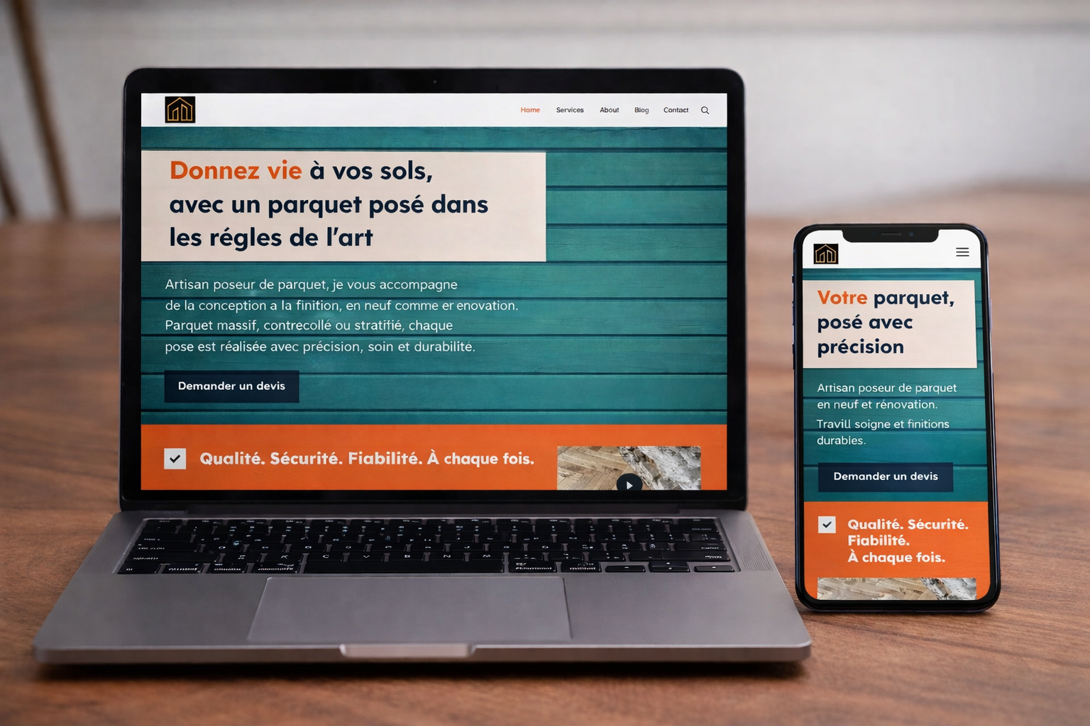 site pour menuisier, prise de rendez vous presentation du travail 